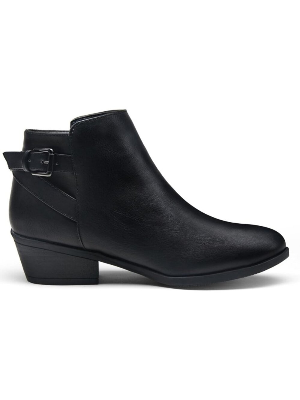 Women's Elegant-911-black  Synthetic Leather Western Ankle Low Heel Cutout Boots